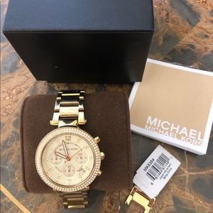Michael Kors Gold and Rhinestone Watch